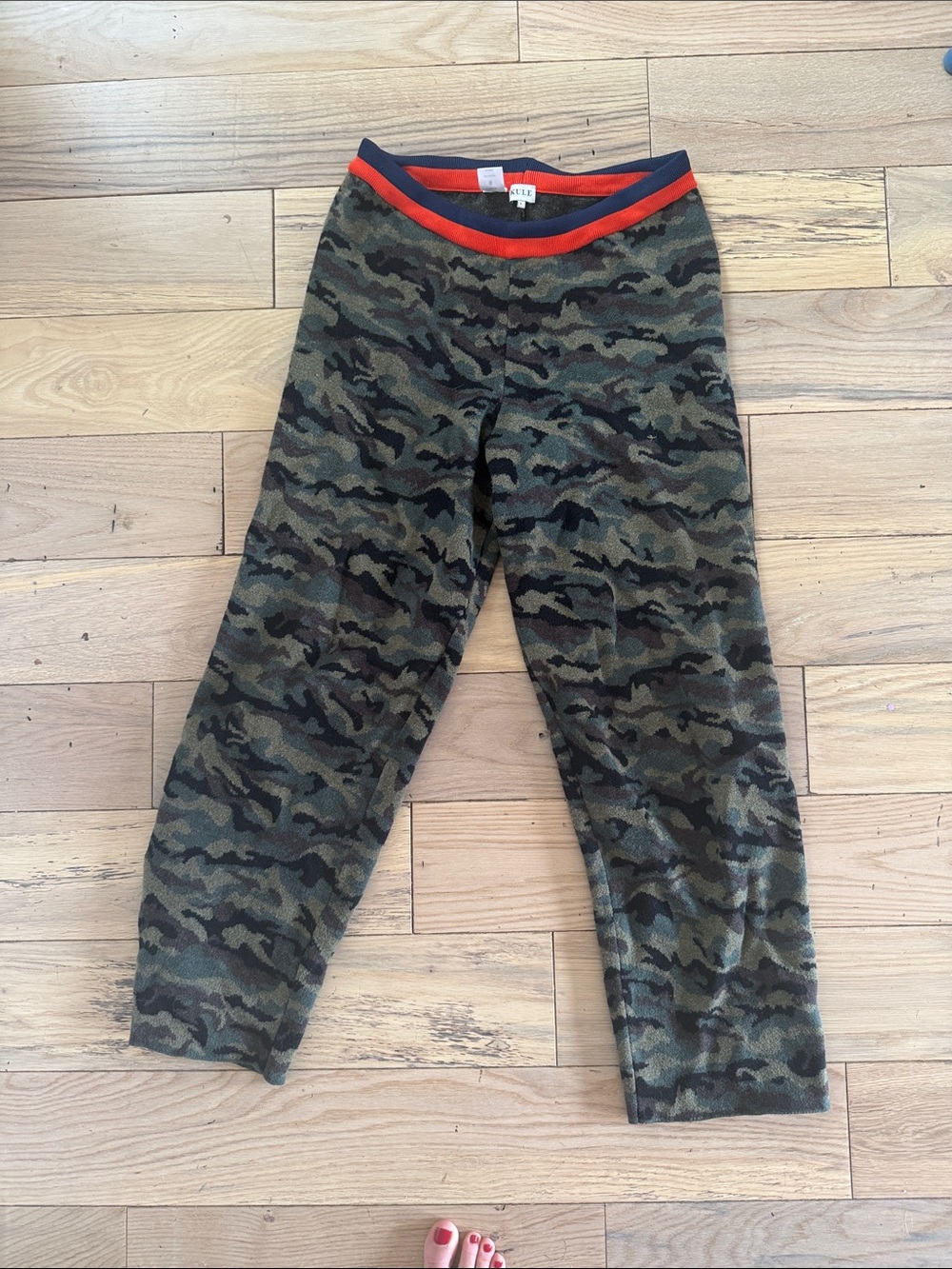 KULE Camo Leggings with Red and Navy Waistband